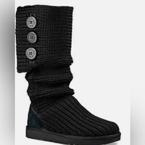 UGG Black Knit Button Slouch Boots